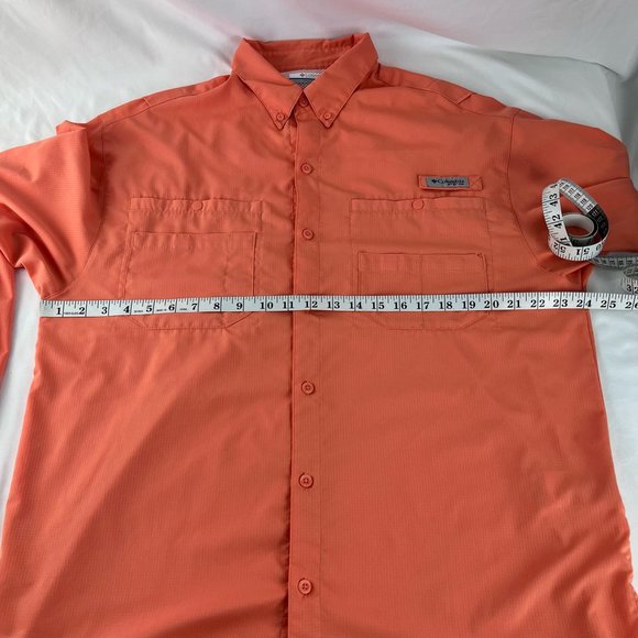 Columbia PFG Shirt Men L Orange Button Down Omni Shade Outdoors Fishing Camp - Picture 5 of 13